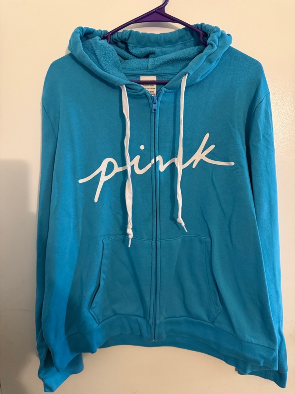 PINK Victoria's Secret Hooded Zip-Up in Bright Teal